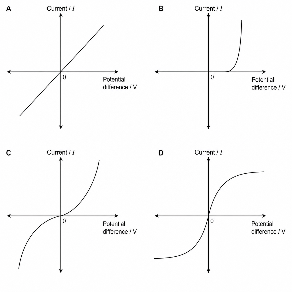 Four I-V characteristic graphs