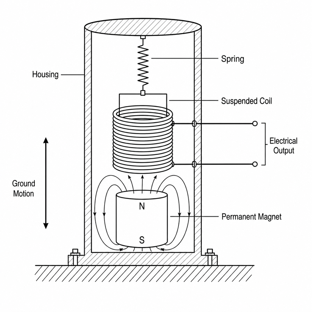 A simplified schematic of a geophone