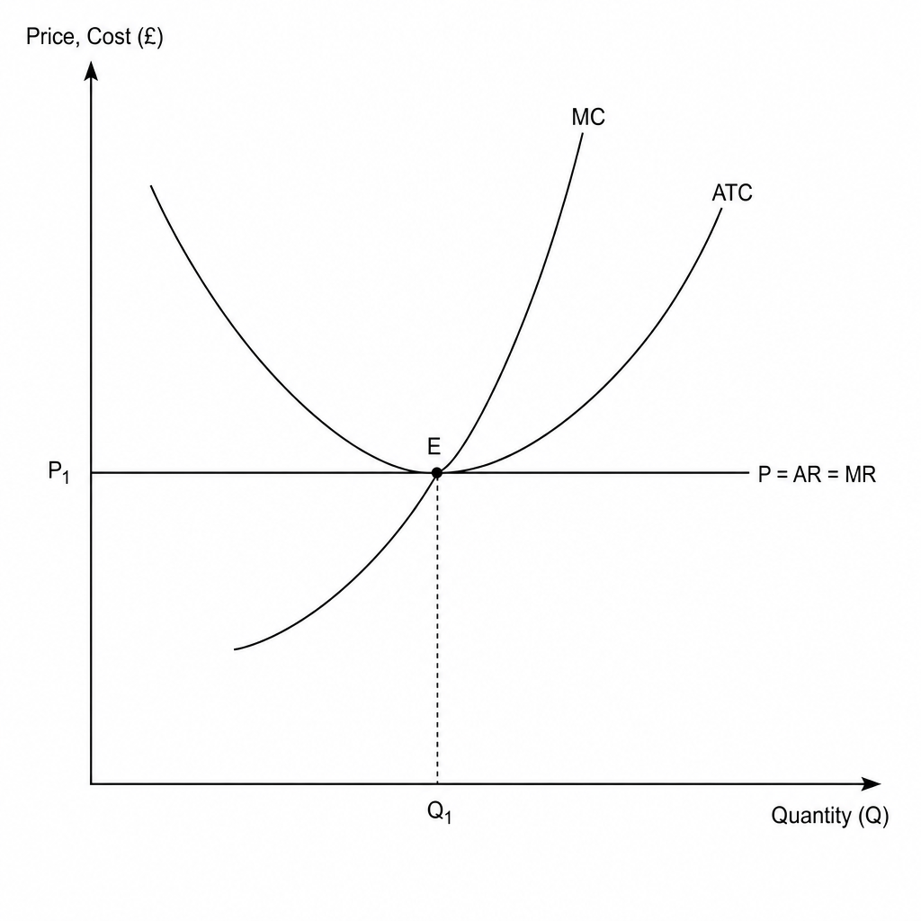 Long-run equilibrium of a perfectly competitive firm