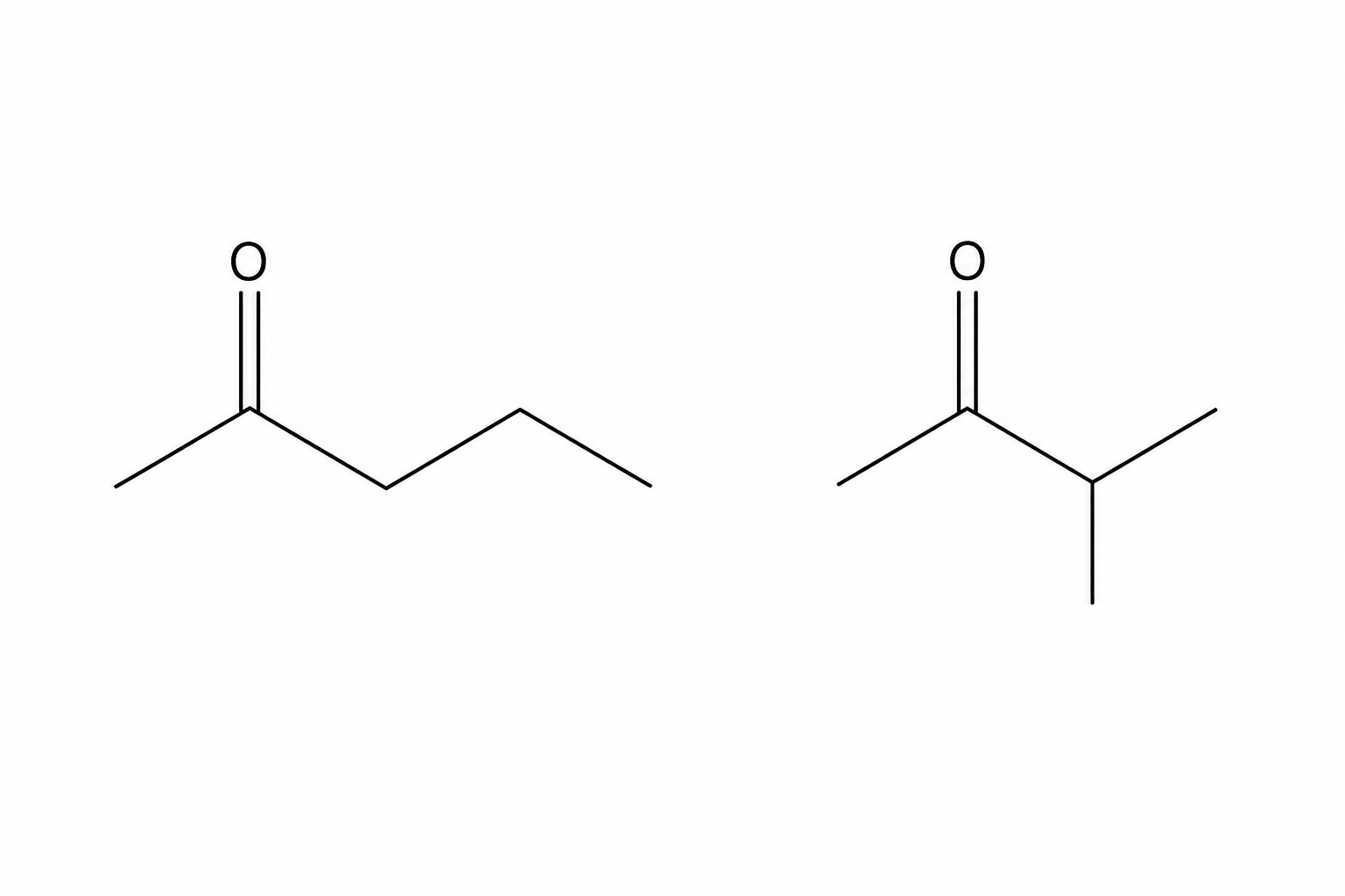 Skeletal formulas of two isomeric ketones