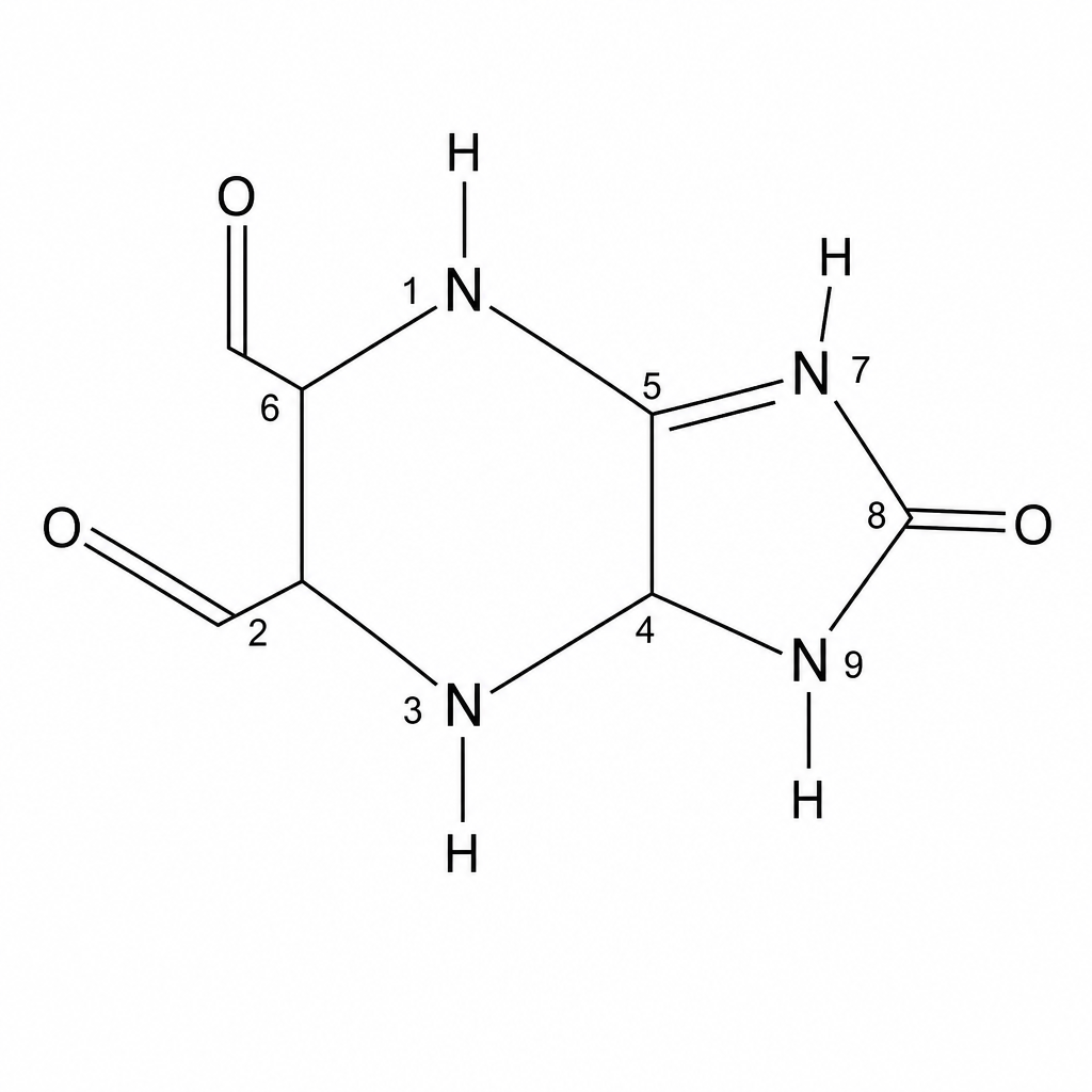 Chemical structure of a uric acid molecule