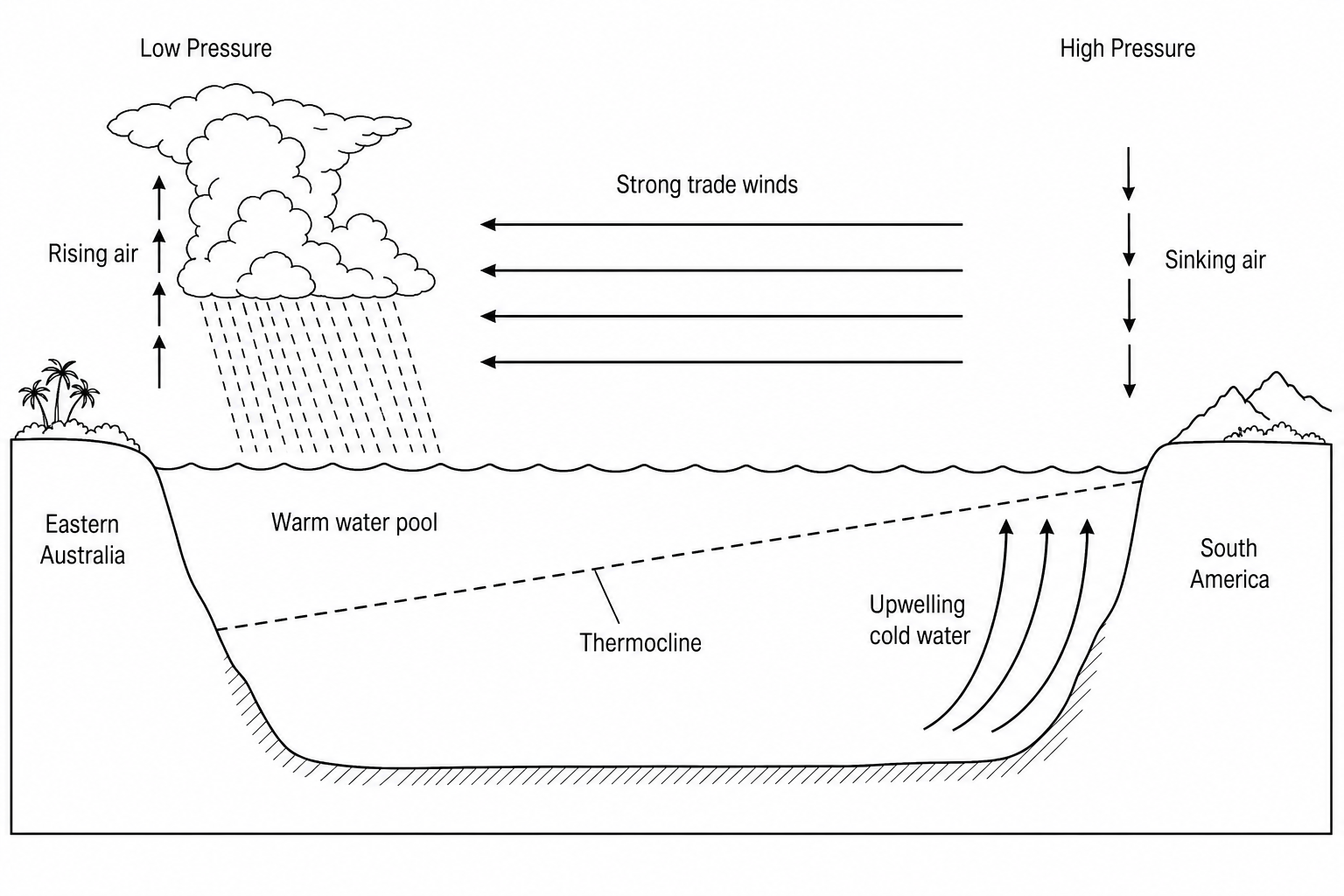 Figure 1: Atmospheric conditions in the tropical Pacific during La Niña