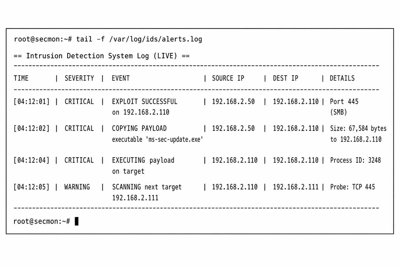 Intrusion Detection System Log
