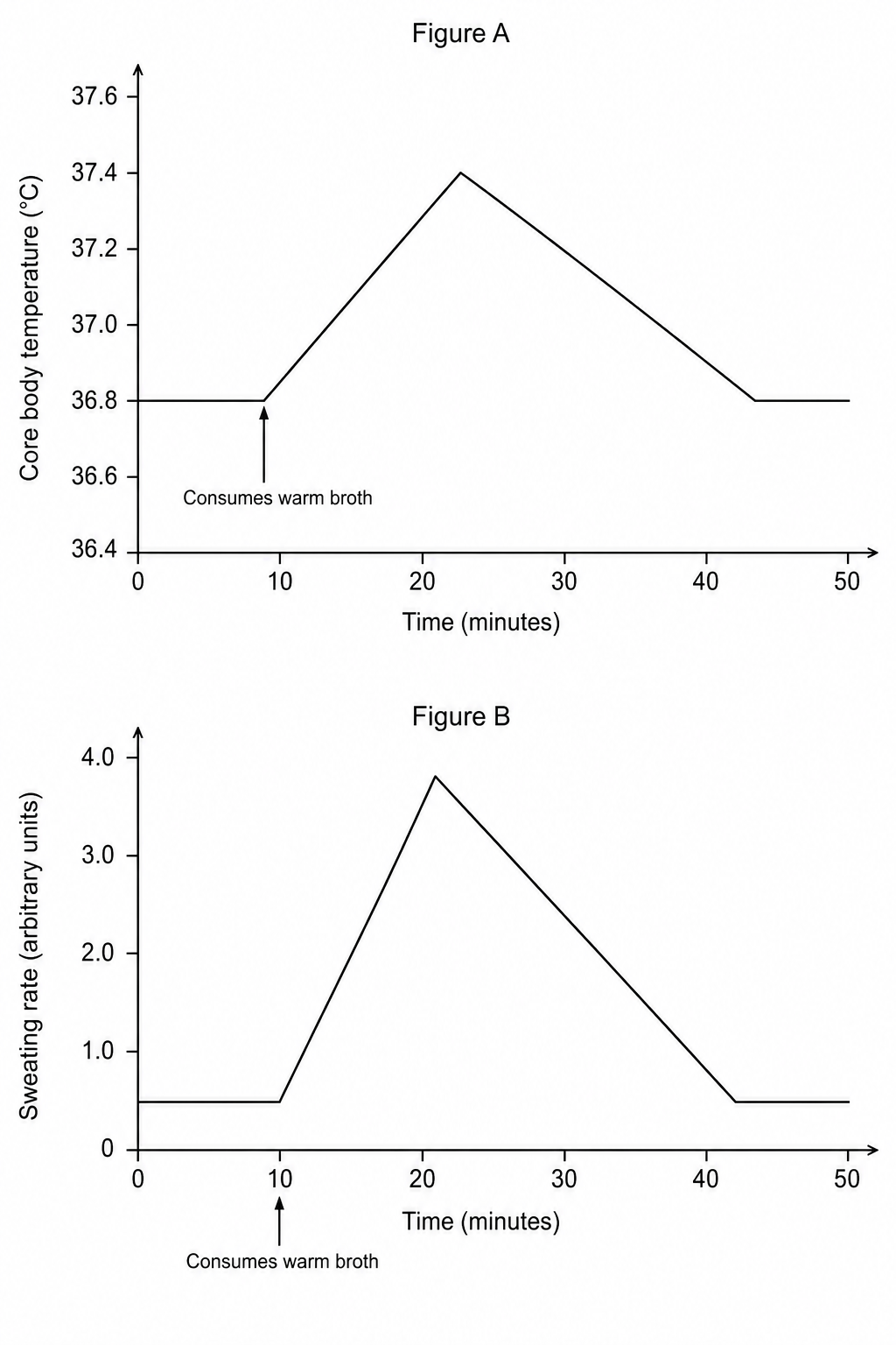 Graphs of Core Body Temperature and Sweating Rate