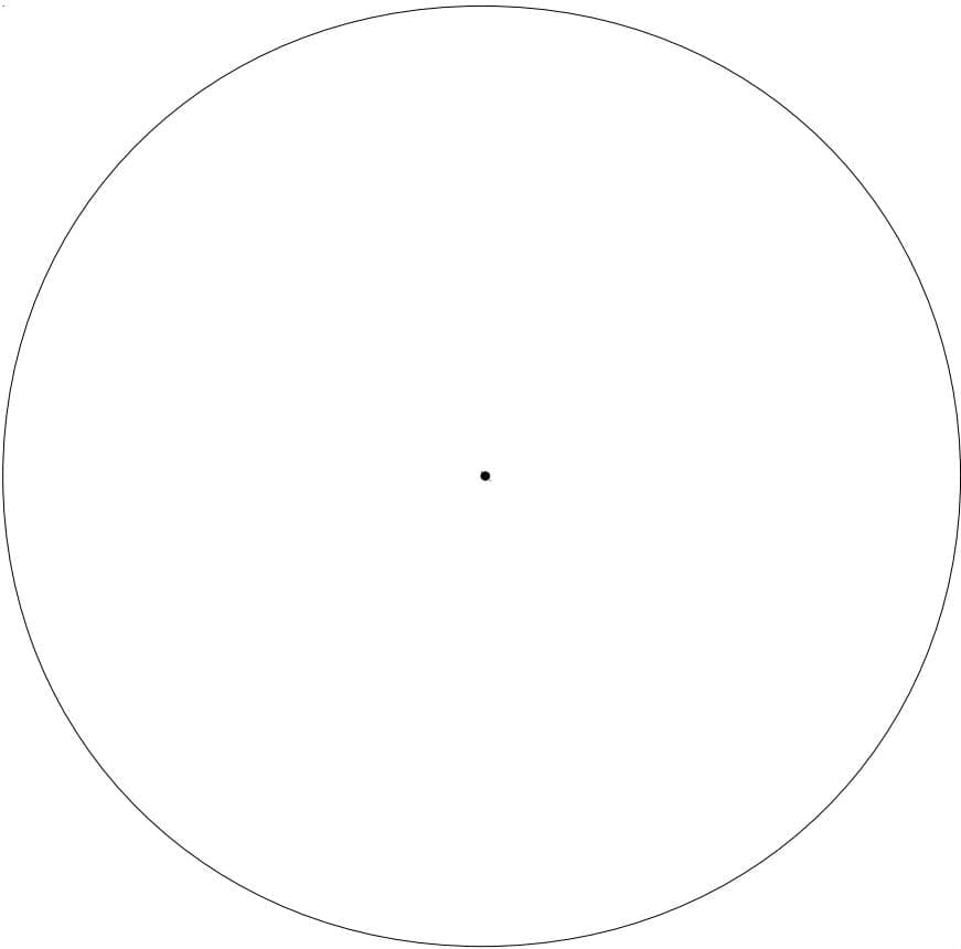 A large circle with a central dot, intended for drawing a pie chart.