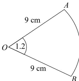 Diagram of a circular sector AOB.