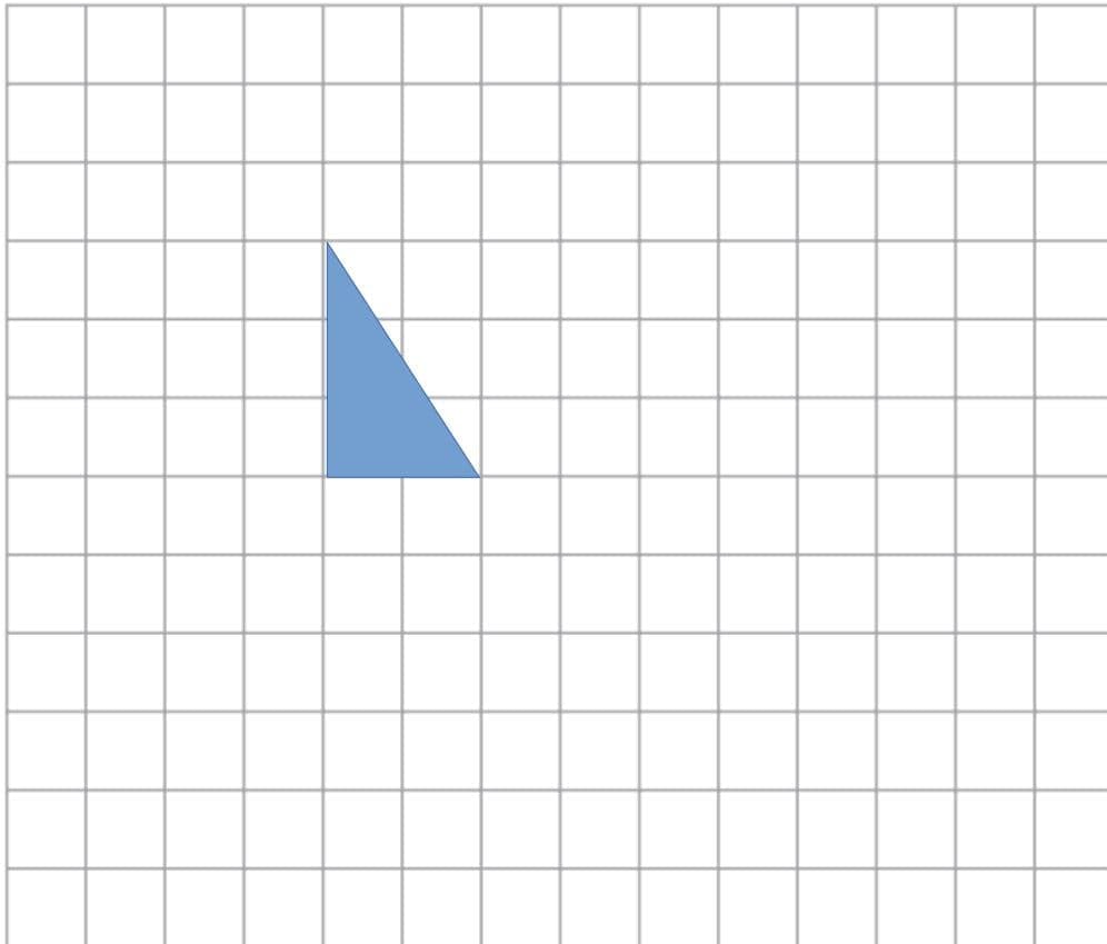 A 10x10 grid with a blue right-angled triangle.