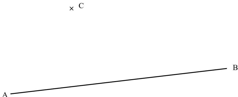 Diagram for Question 4 showing a line segment AB and a point C.