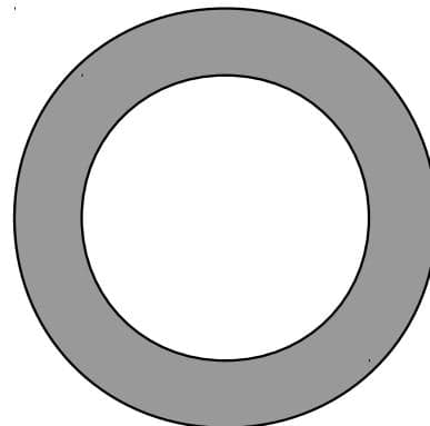 A shaded ring (annulus) formed by two concentric circles.