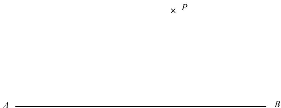 Diagram for Question 5 showing a horizontal line segment AB and a point P.