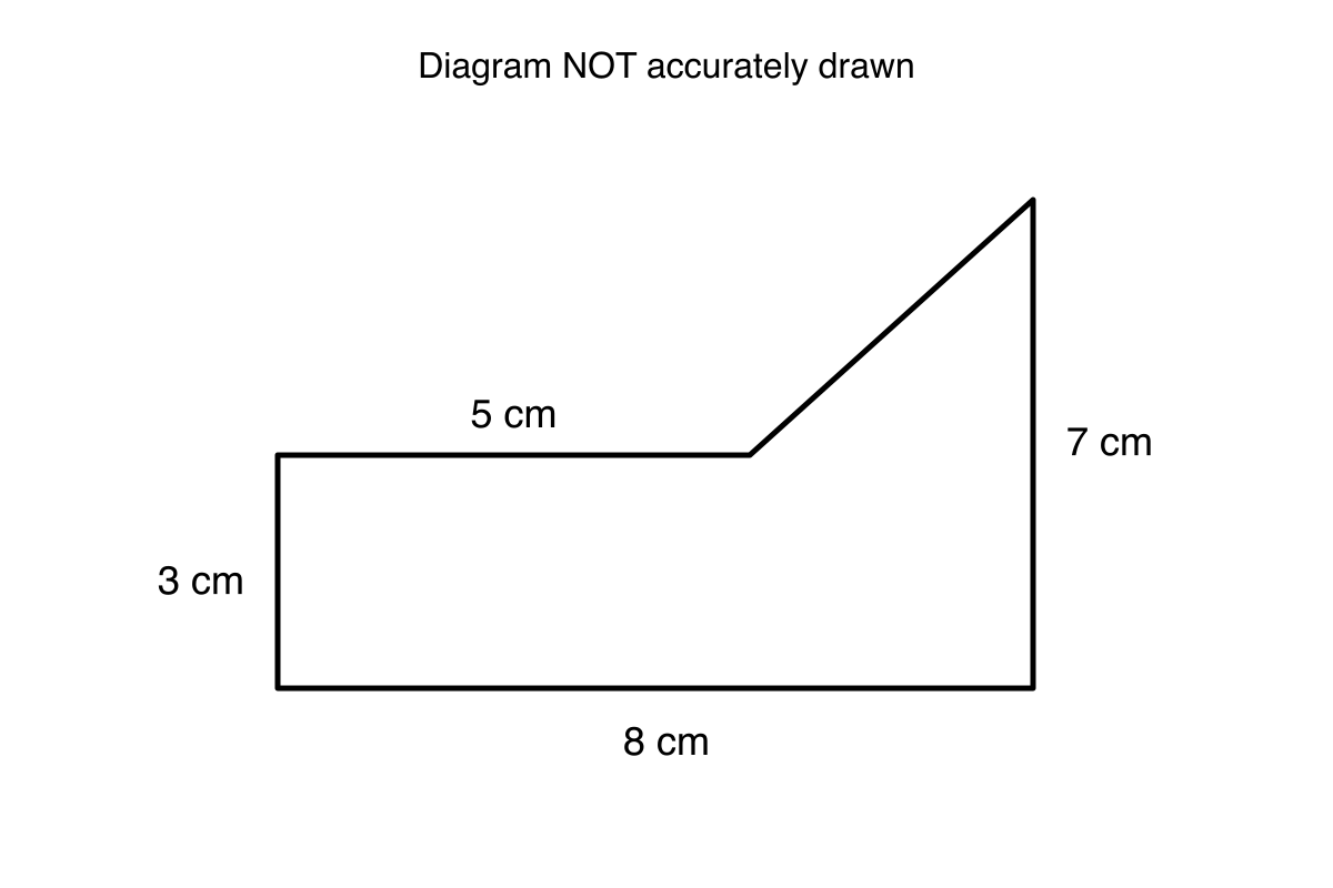 Metal plate with an 8 cm base, vertical sides of 3 cm and 7 cm, and a 5 cm horizontal top section followed by a sloping edge.