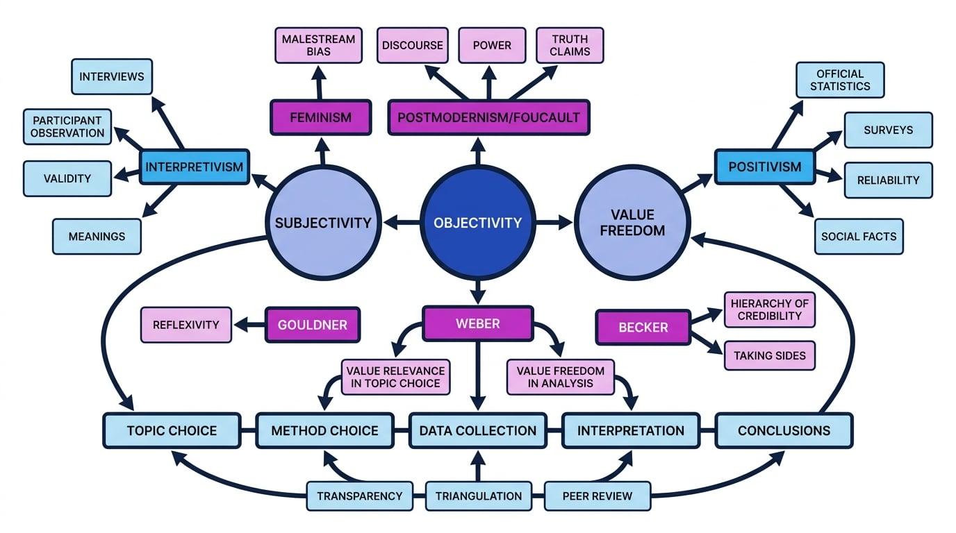 Concept map of subjectivity, objectivity and value freedom