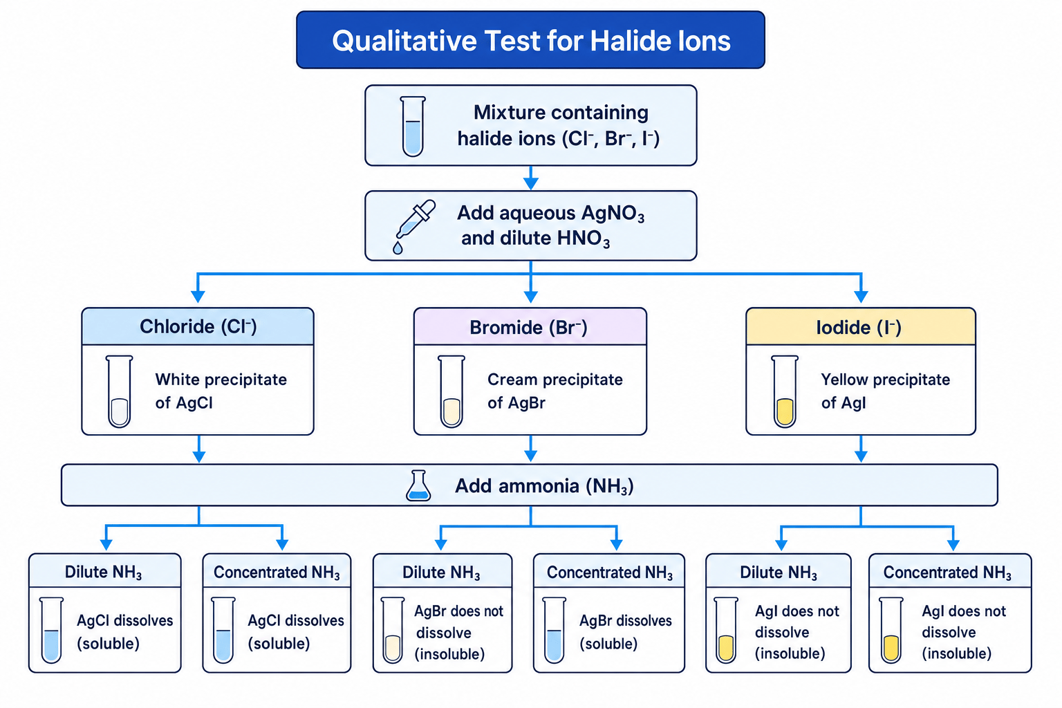 Qualitative Test for Halide Ions