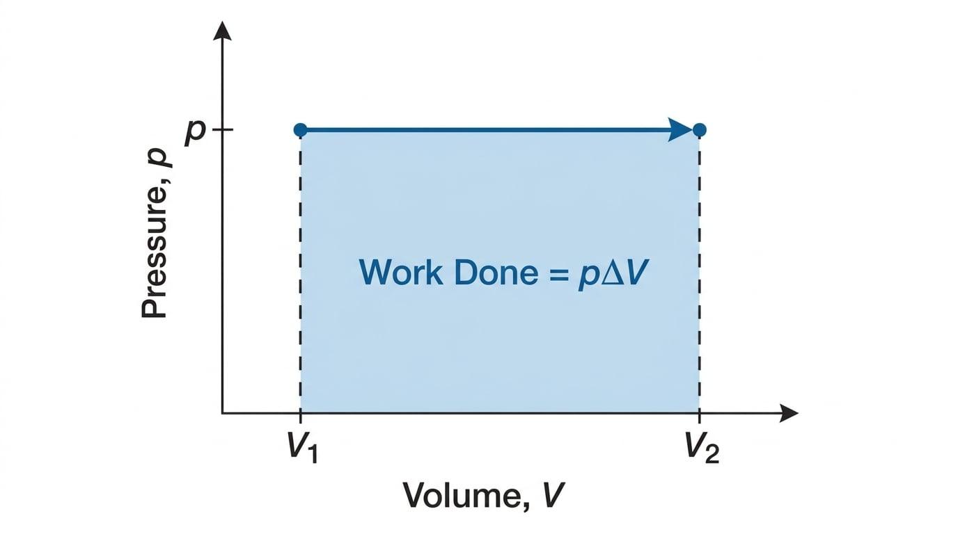 Pressure-volume (p-V) graph showing work done