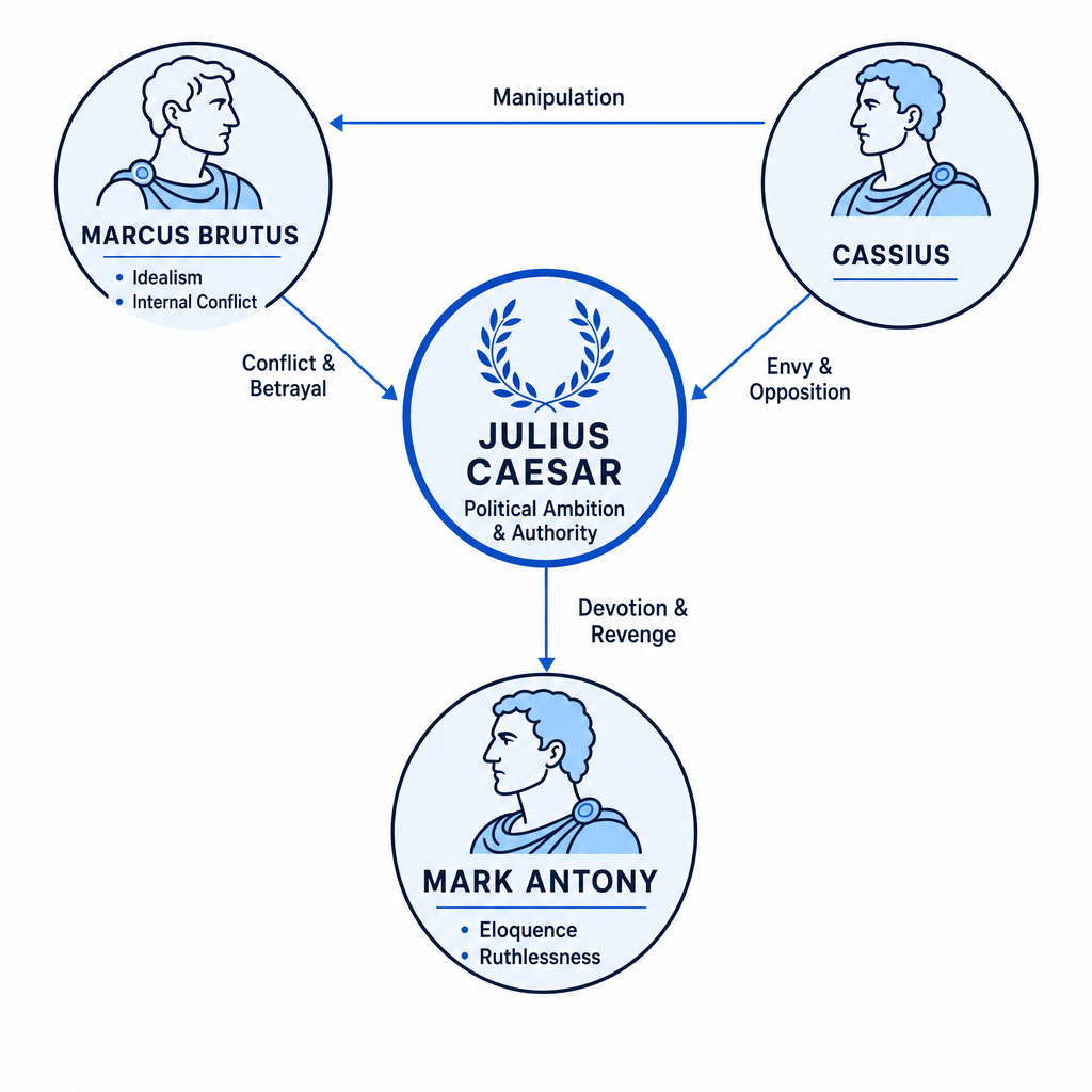 Julius Caesar Character Relationship Map