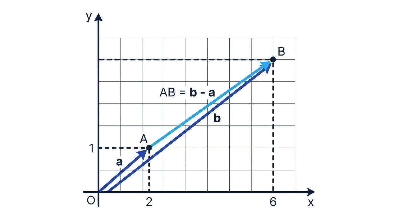 Position vectors from the origin and the vector from A to B