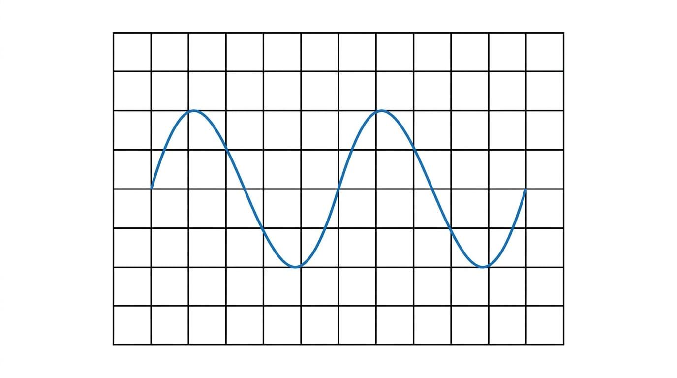 Oscilloscope screen displaying a sine wave