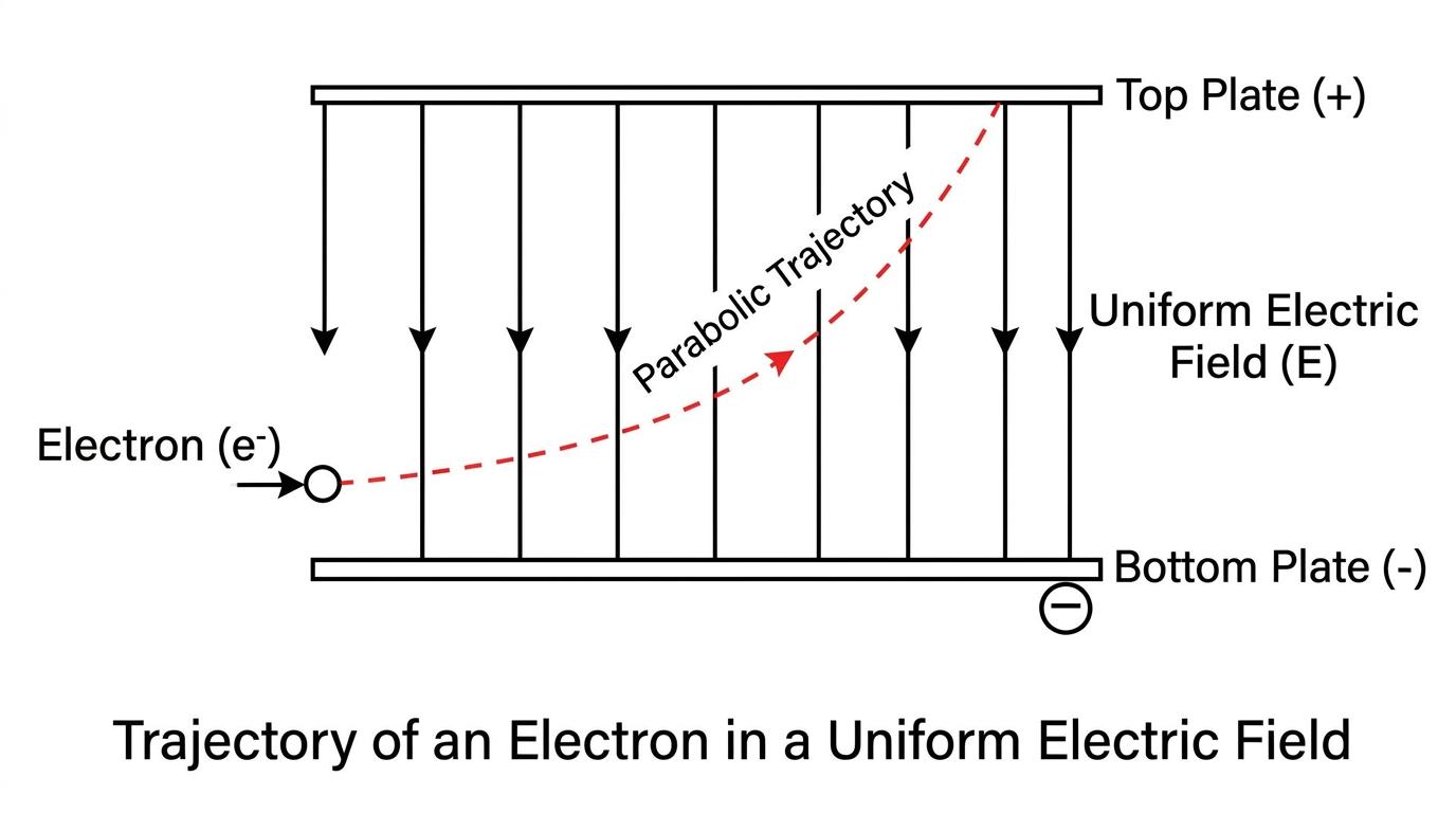 Electron trajectory in a uniform field