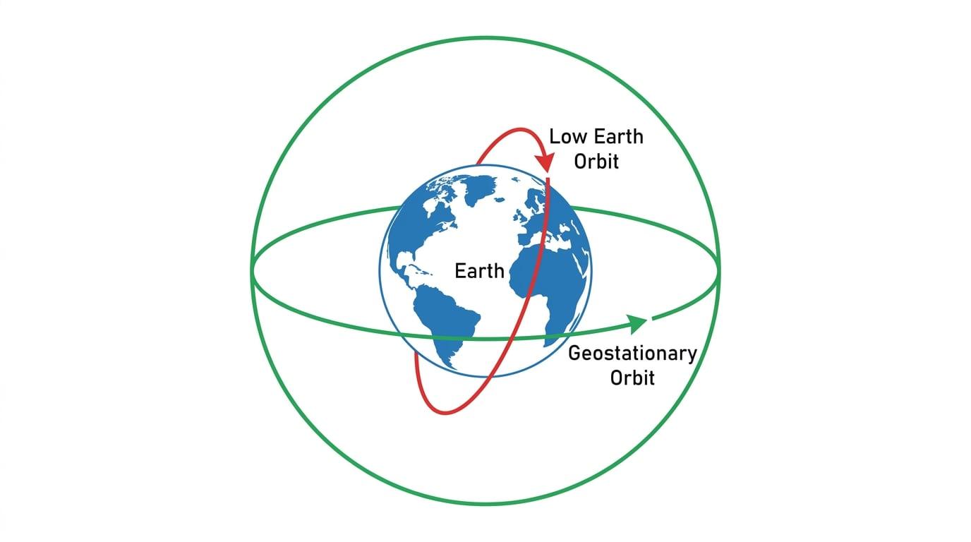 Diagram comparing LEO and Geostationary orbits