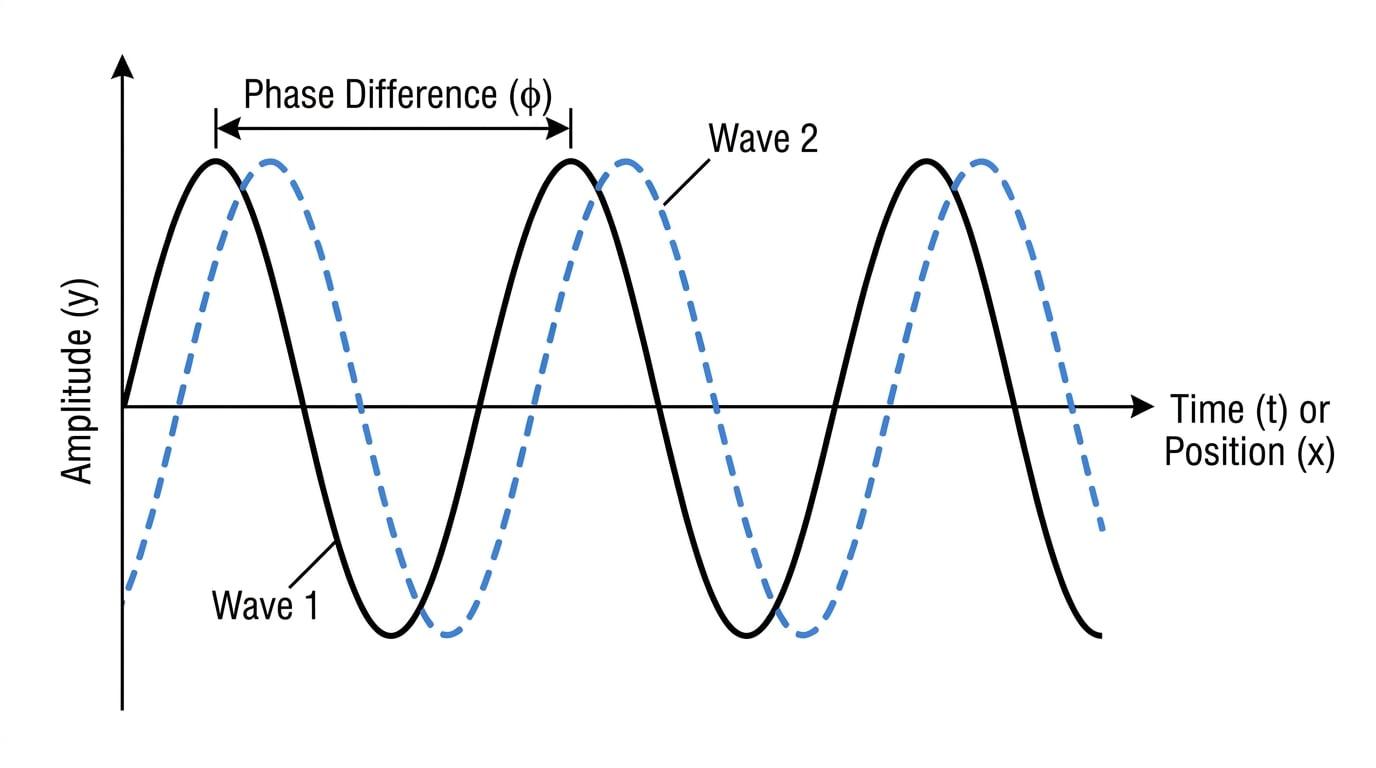 Two waves showing phase difference