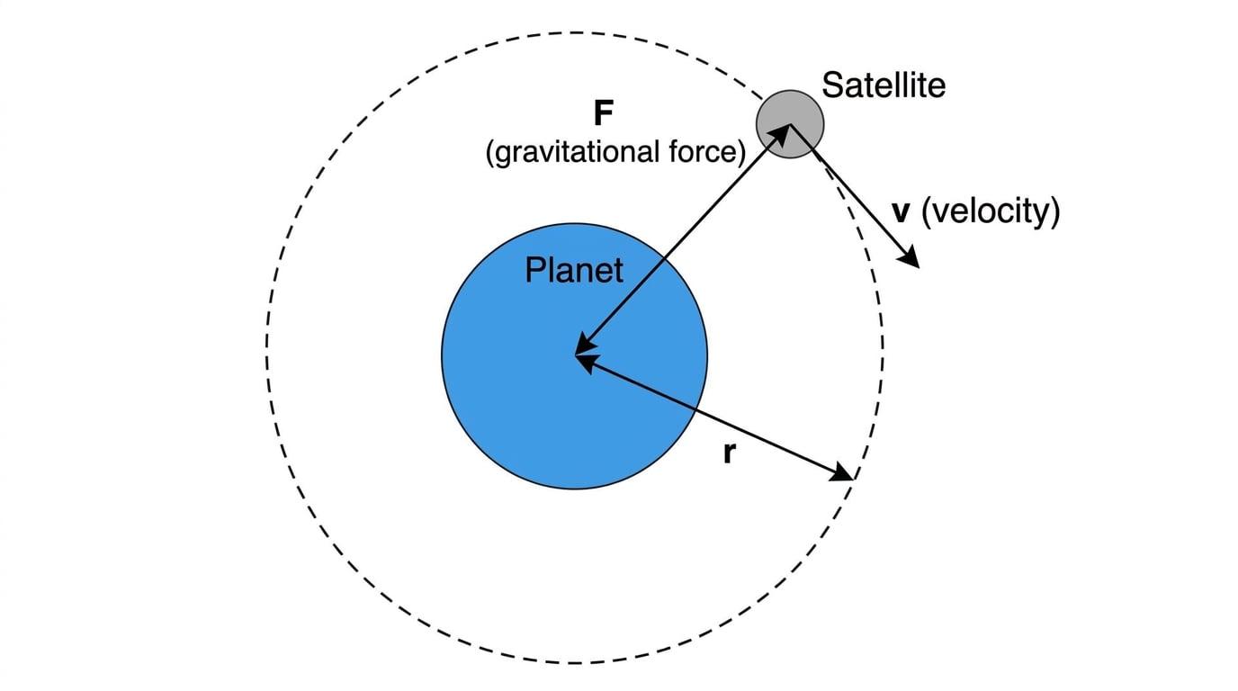 Orbiting satellite diagram