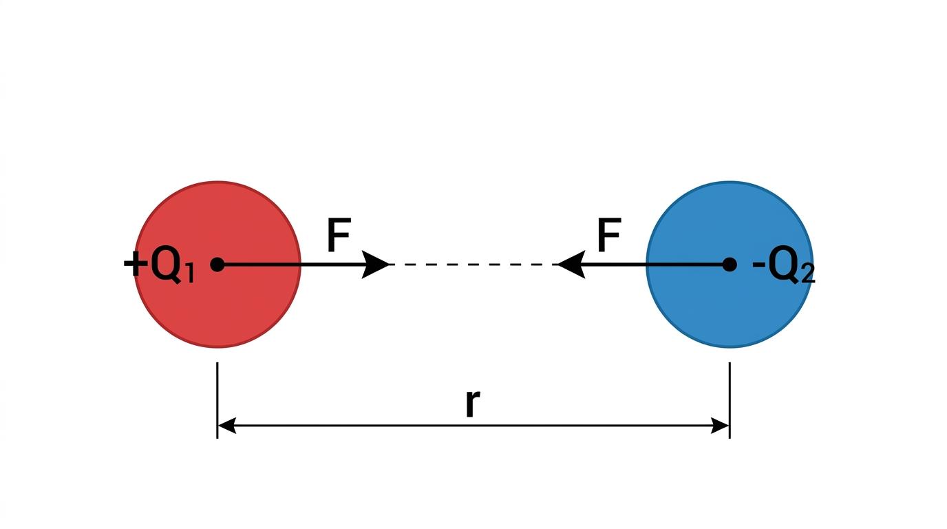Diagram illustrating Coulomb's law between two charges