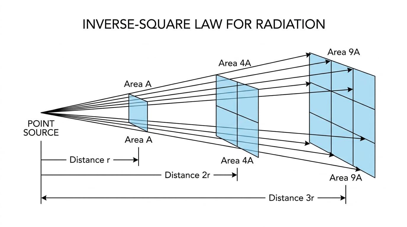 Inverse square law for radiation