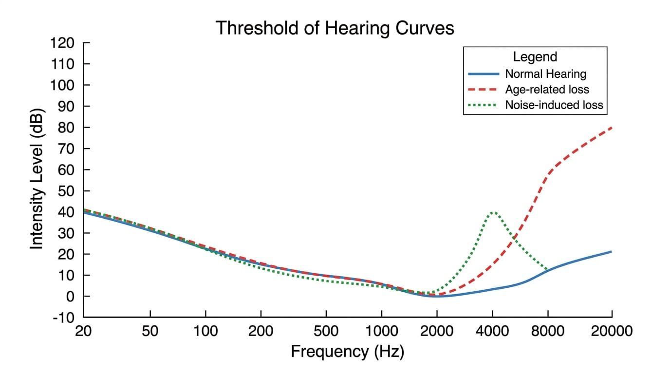 A graph showing different types of hearing loss
