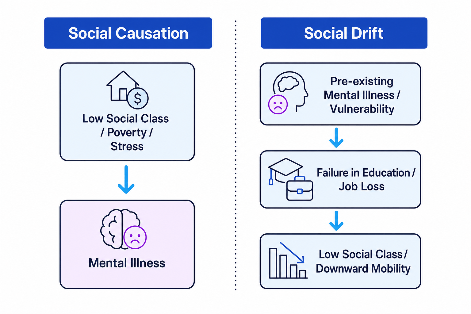 Social Causation vs Social Drift