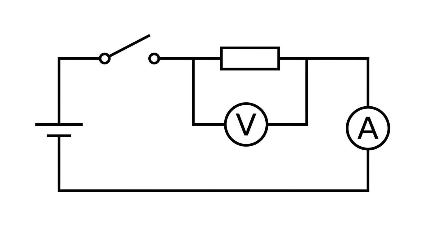 Standard circuit diagram with ammeter and voltmeter