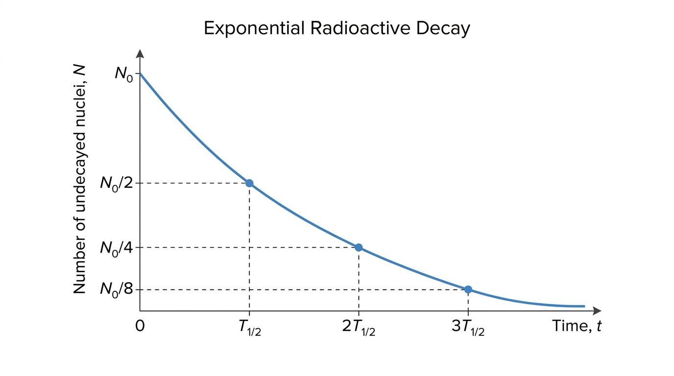 Decay curve showing half-life