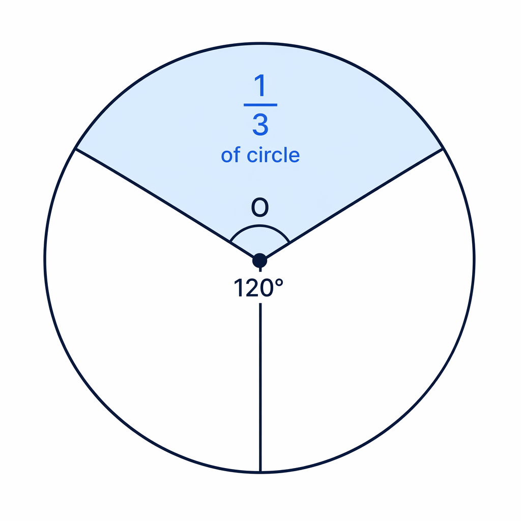 A 120° sector is one third of a full circle.