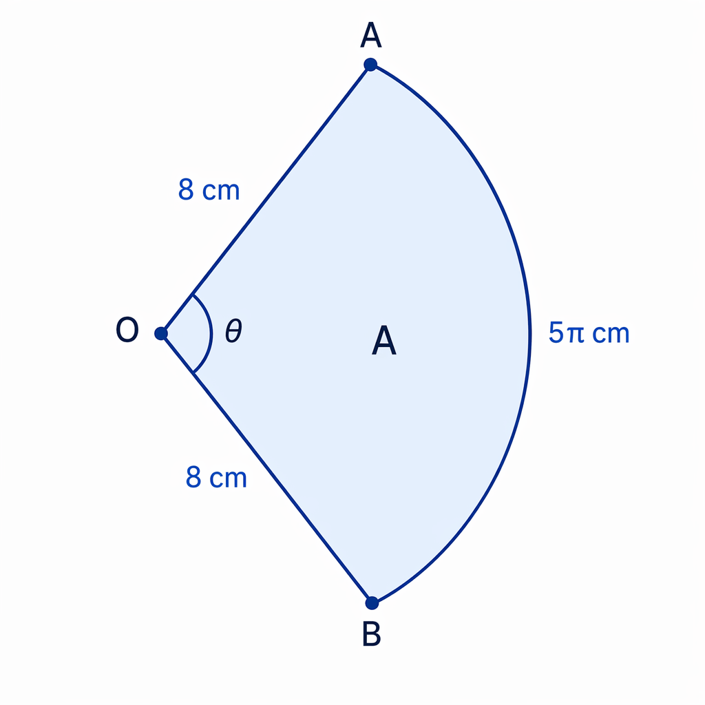 When the arc length is given, the sector area can be found directly from the radius and arc length.