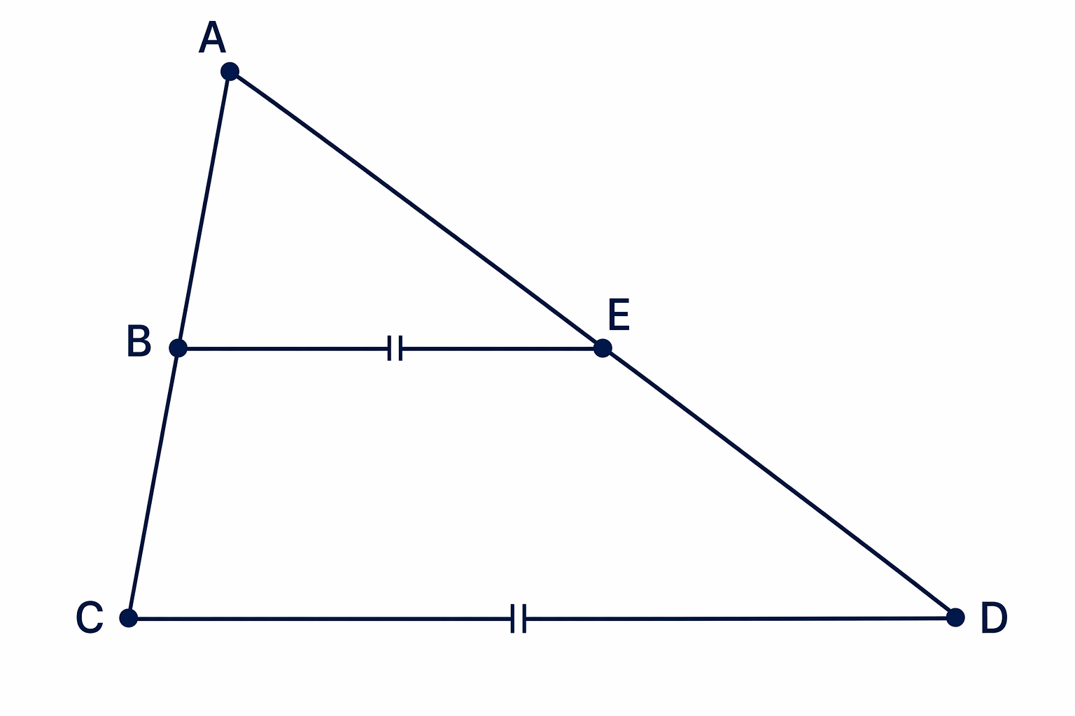 A line drawn parallel to one side of a triangle creates a smaller triangle inside the larger one.