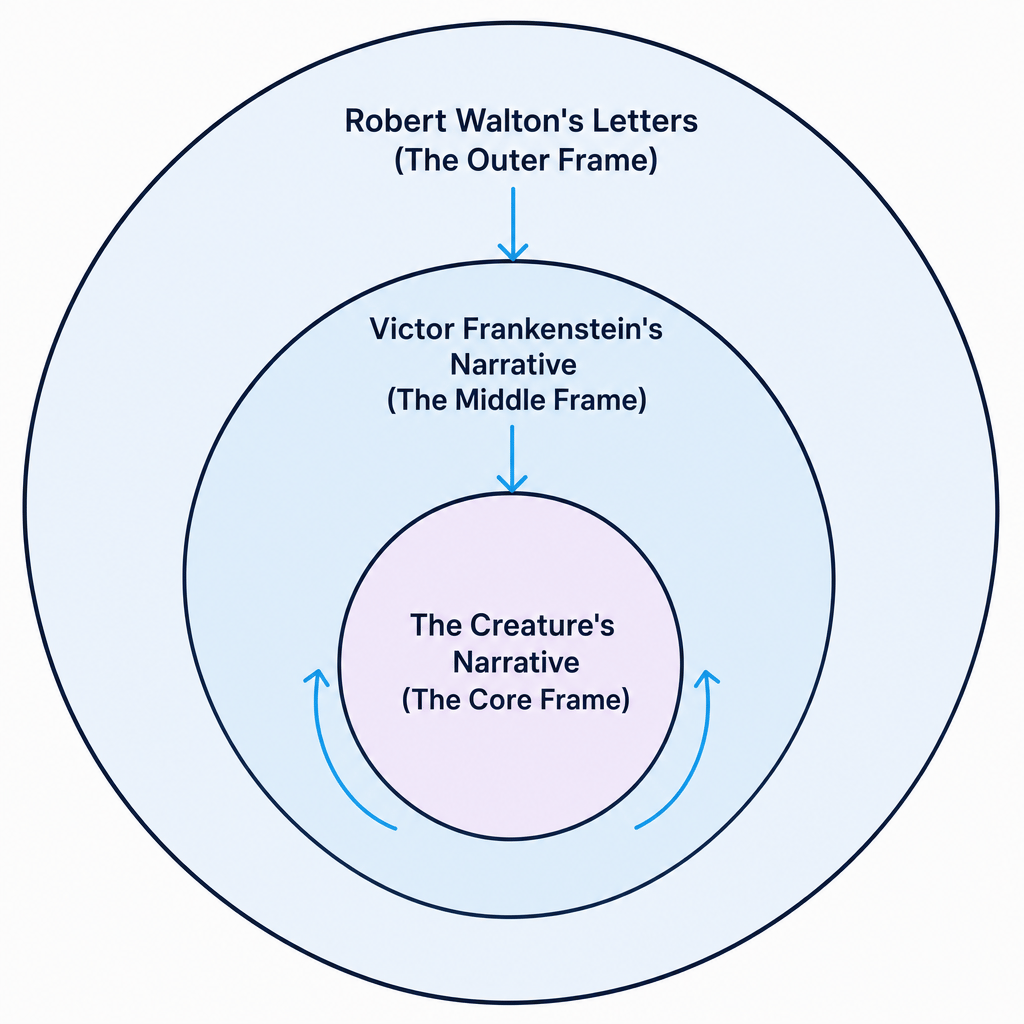 Concentric narrative layers of Frankenstein