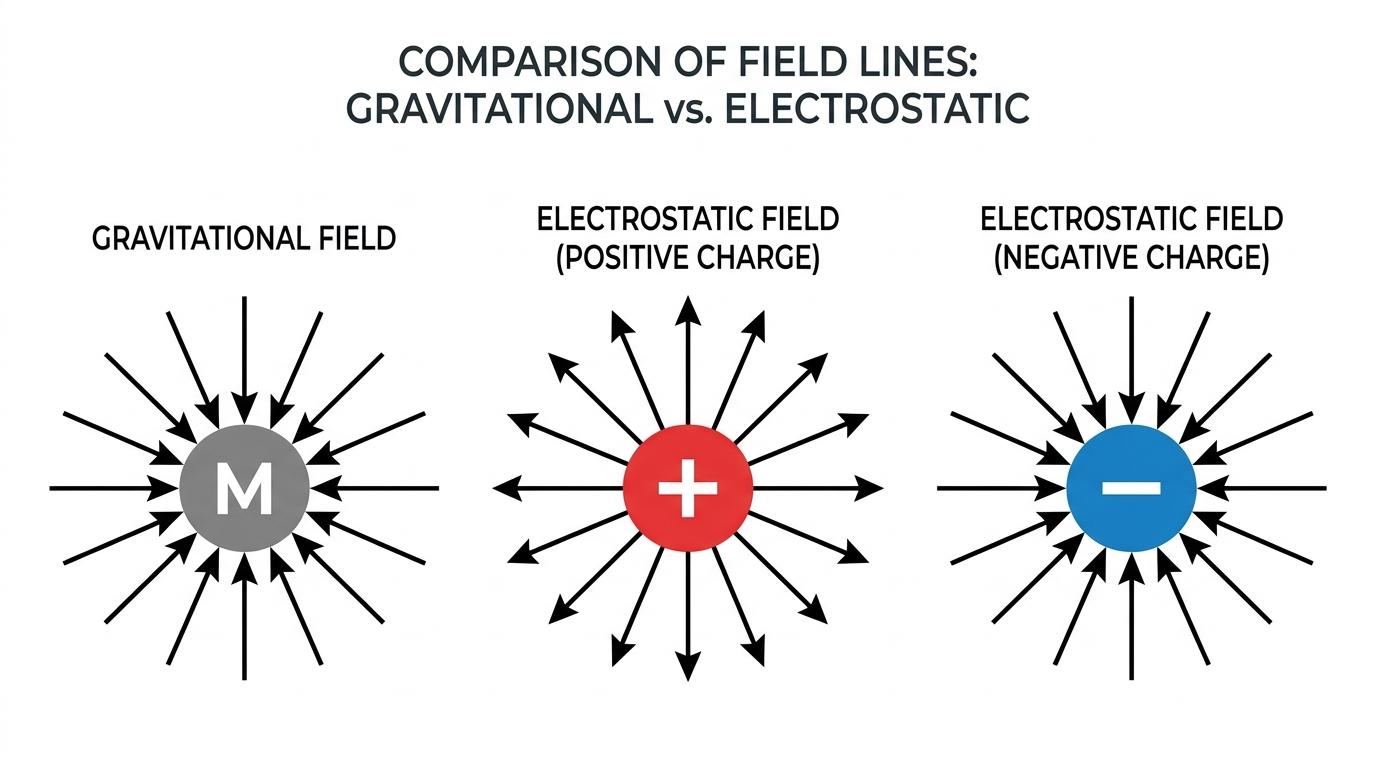 Gravitational and electrostatic field line diagrams