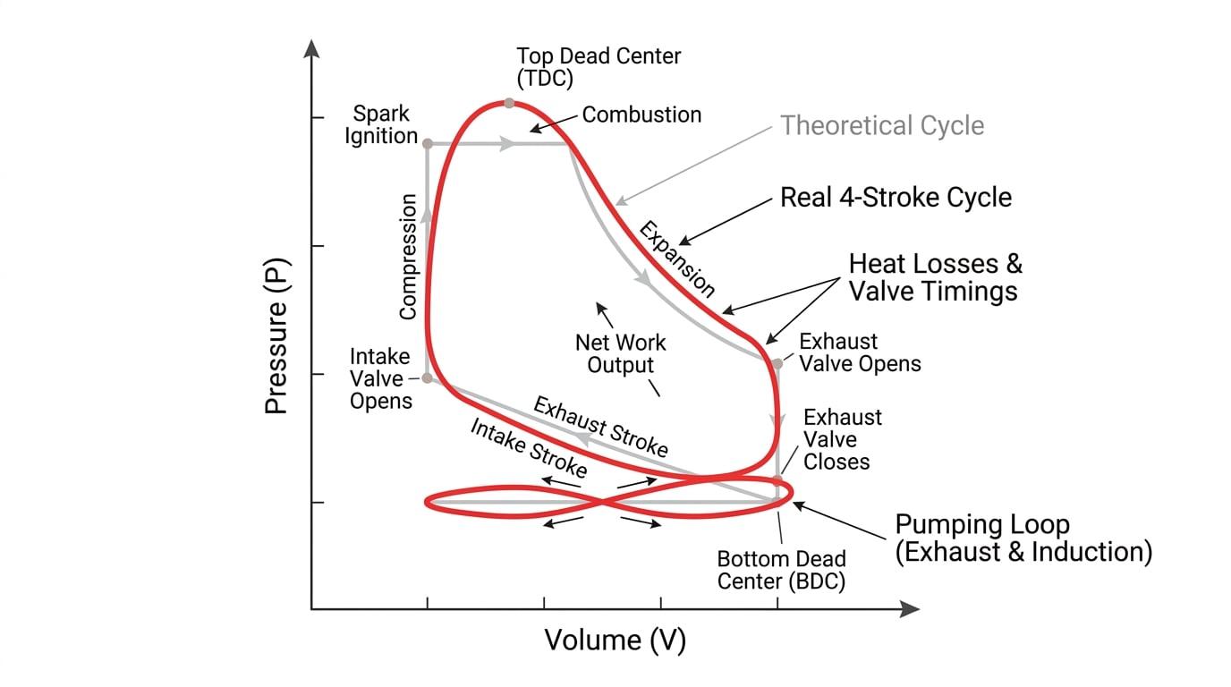 Real vs Theoretical p-V diagrams