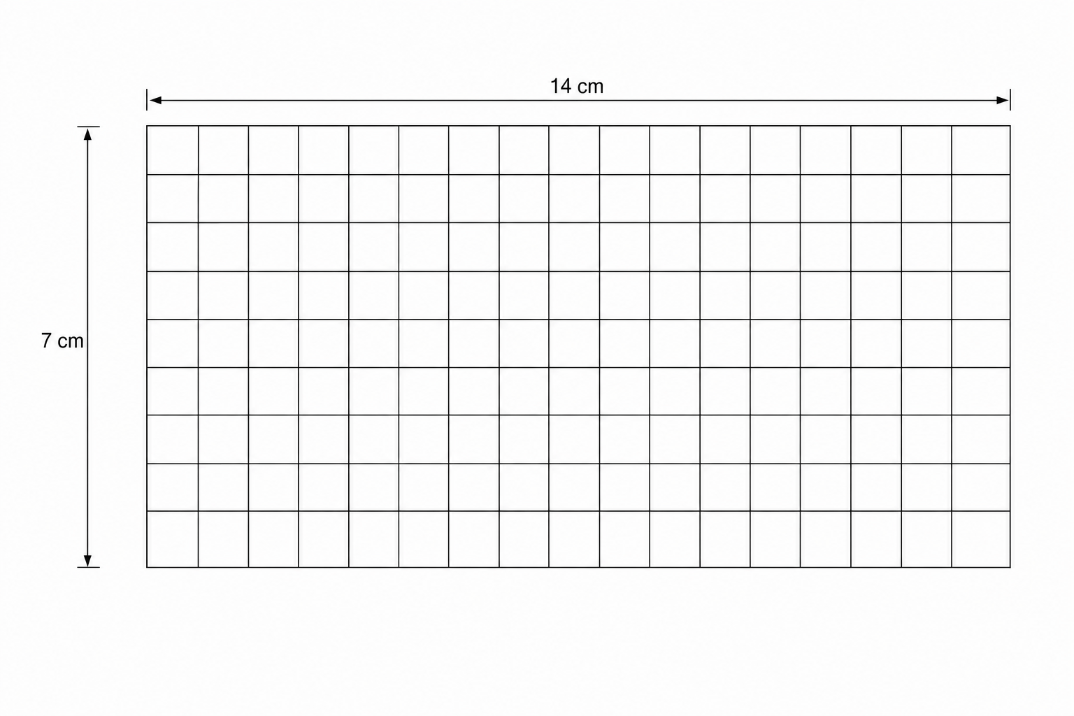 A 14 by 7 centimetre grid for drawing a parallelogram.