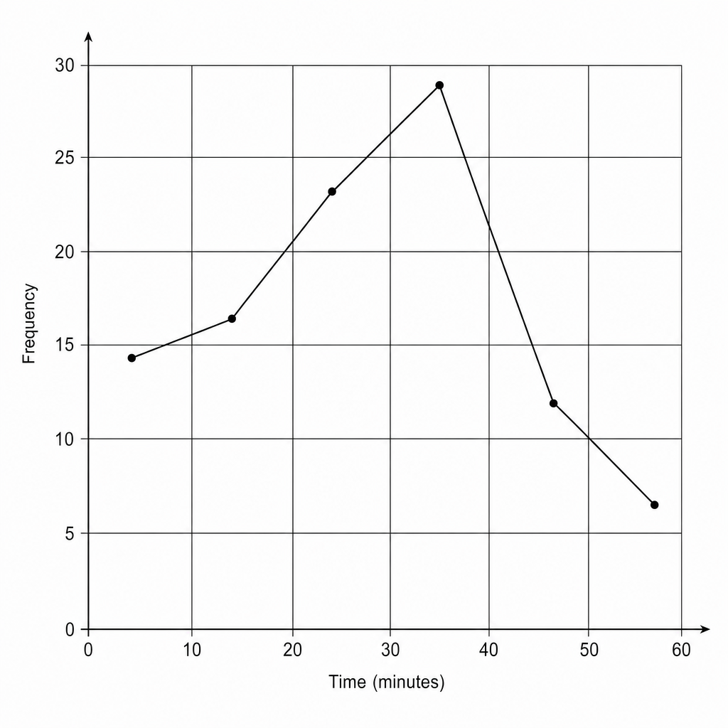 A blank coordinate grid for drawing a frequency polygon.