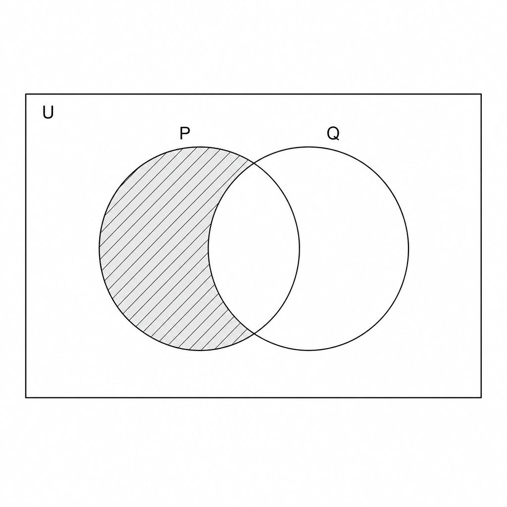 Blank Venn diagram with two overlapping circles labeled P and Q.