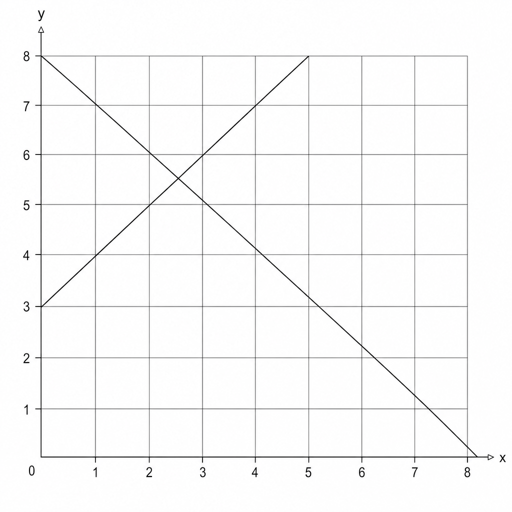 Coordinate grid with two lines