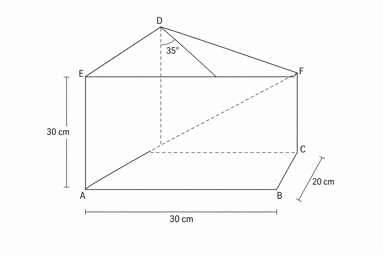 Diagram of a triangular prism.