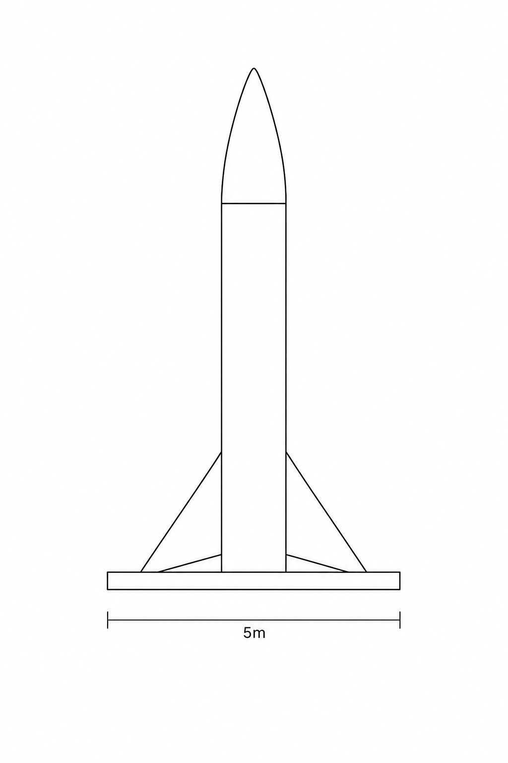 A silhouette of a rocket standing vertically on a launch pad.