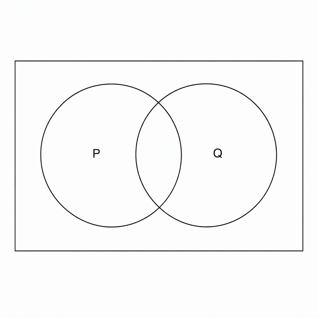Blank Venn diagram with two overlapping circles labeled P and Q.