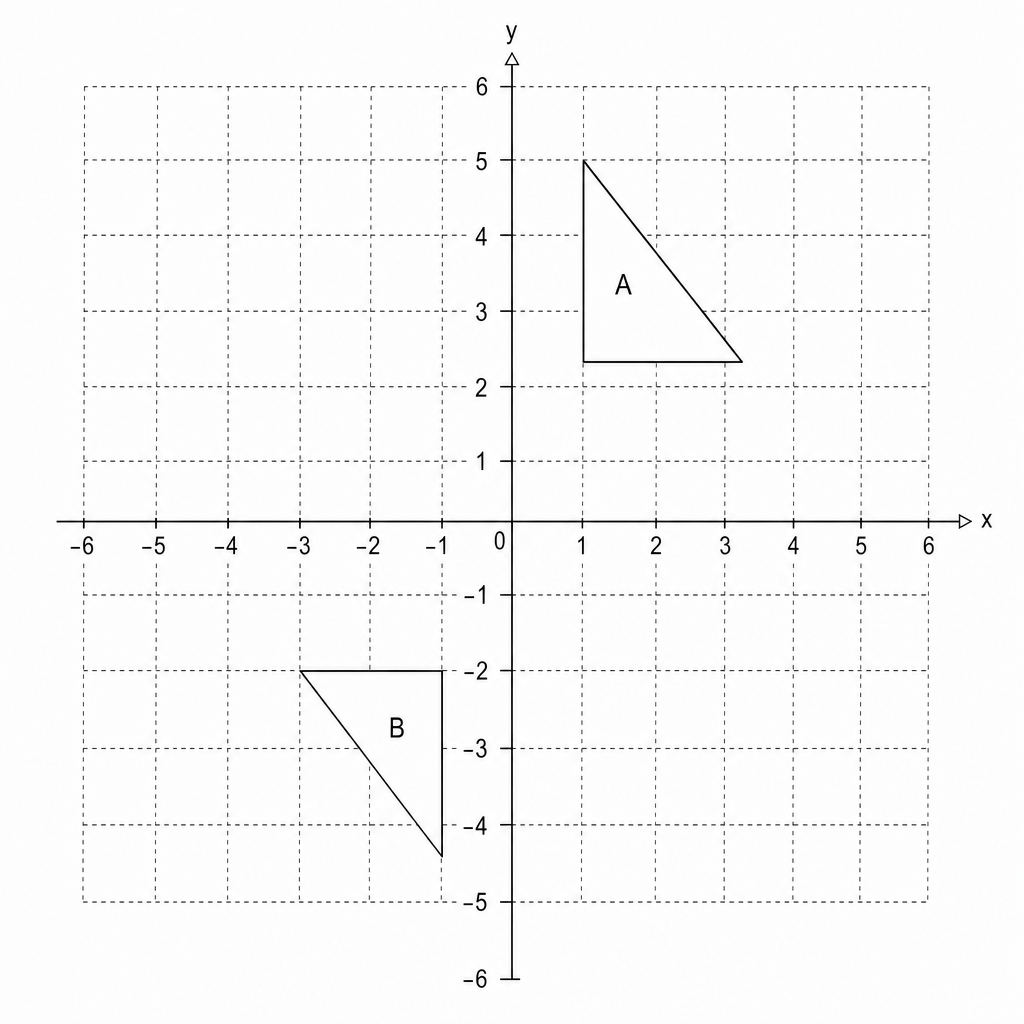 A coordinate grid with triangles A and B.