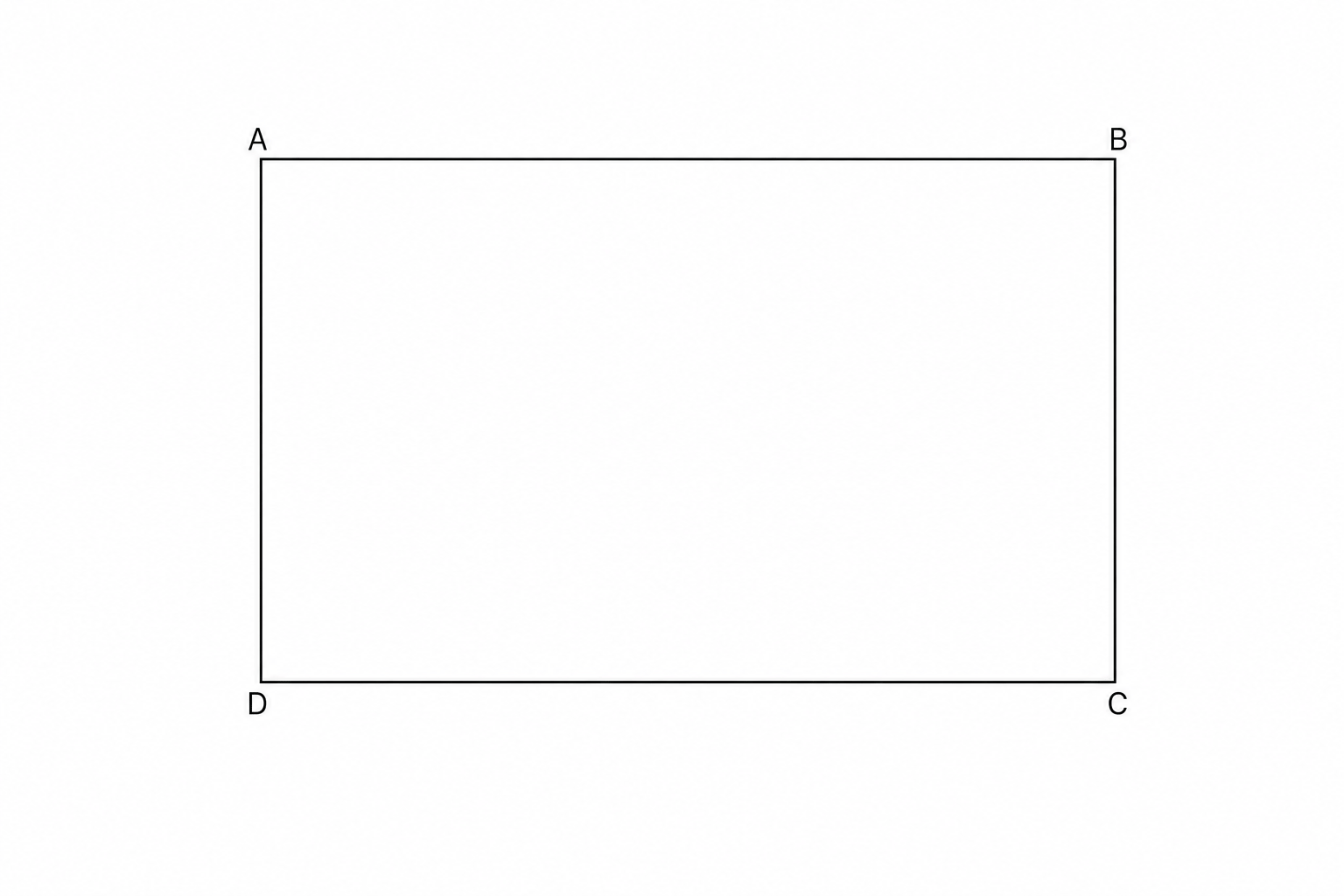 A scale drawing of a playground, represented by a rectangle with vertices labeled A, B, C, and D.