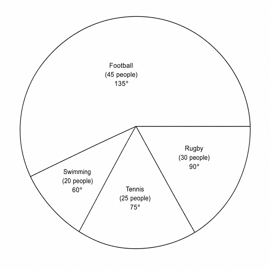 A large circle for drawing a pie chart.