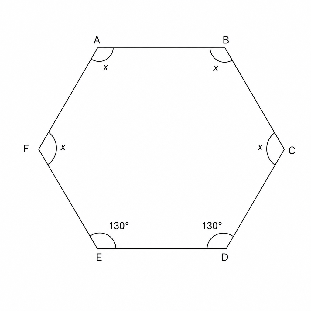 A diagram of a hexagon ABCDEF.