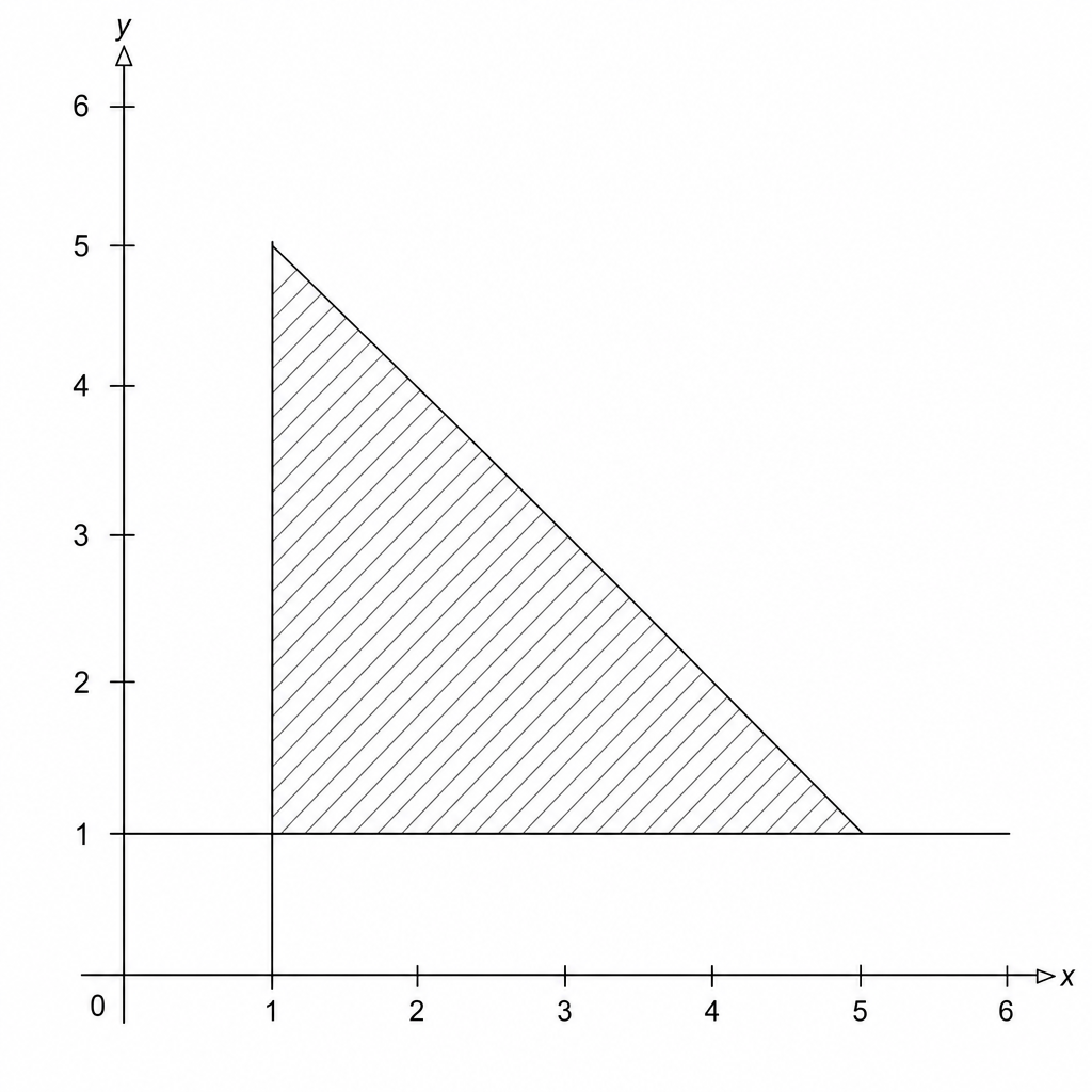 Coordinate plane with shaded triangular region