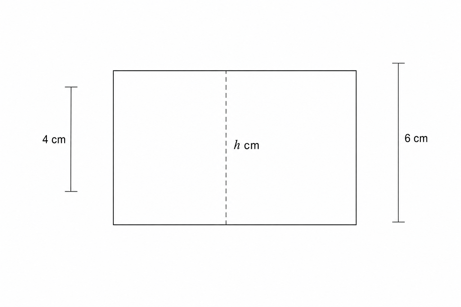 Diagram of a trapezium with parallel sides of 4 cm and 6 cm, and a perpendicular height h.